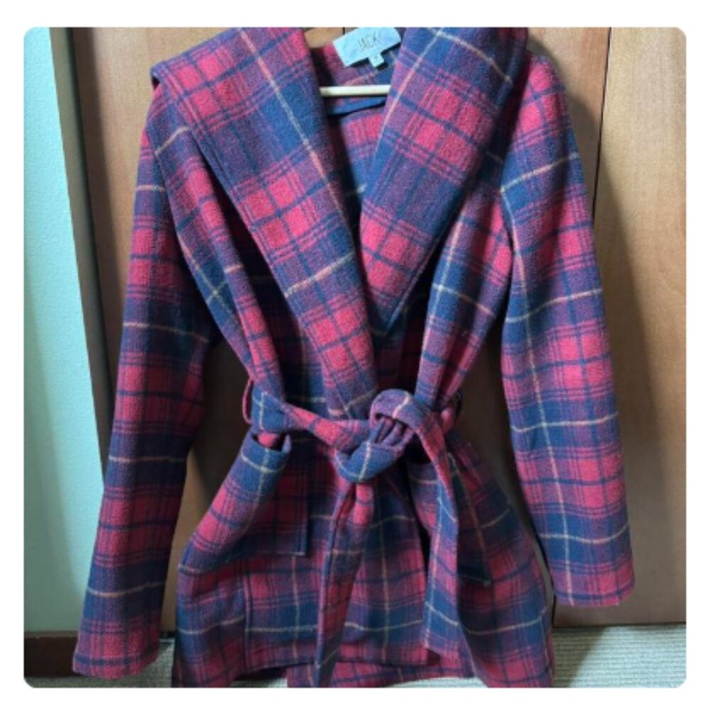 Jack by BB Dakota Plaid Robe Hooded Jacket - Medium